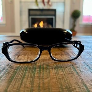 Carmen Marc Valvo Black Eyeglasses with Gunmetal Accents Like New